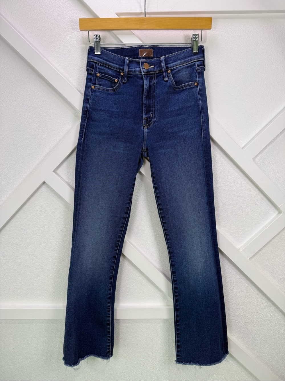 Mother Denim The Outsider Ankle Fray In Uncharted Waters Mid Rise Flare Size 24 - Picture 2 of 15
